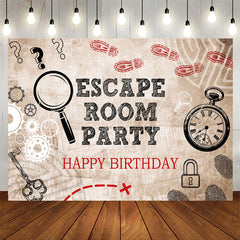 Lofaris Escape Room Party Magnifier Happy Birthday Backdrop
