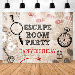 Lofaris Escape Room Party Magnifier Happy Birthday Backdrop