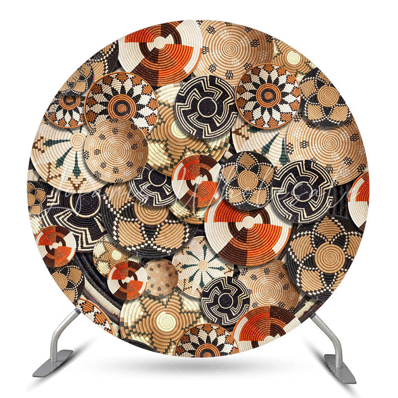 Lofaris Ethiopian Basket Pattern Round Holiday Backdrop