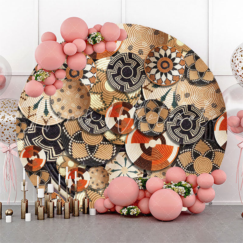 Lofaris Ethiopian Basket Pattern Round Holiday Backdrop