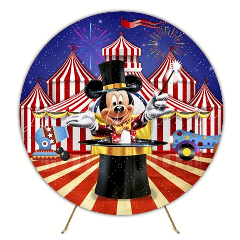 Exciting Circus Mickey Round Backdrop For A Fun-Filled Kids Party