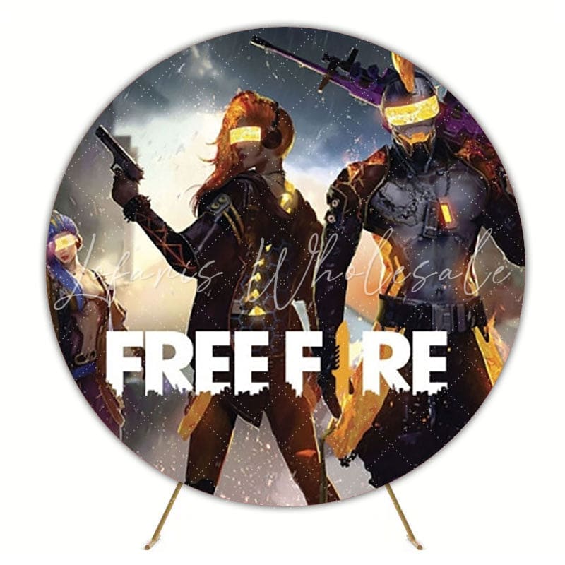 Exciting Free Fire Birthday Party Round Backdrop For Gamers Theme