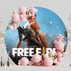 Exciting Free Fire Round Backdrop For Gamer Party Celebration Theme