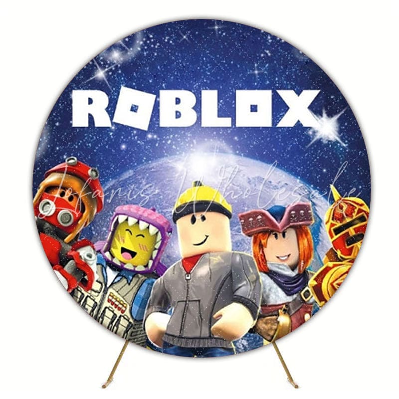 Exciting Roblox Round Backdrop For Gamers-Themed Kids Celebration