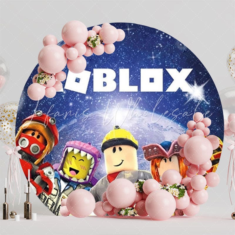 Exciting Roblox Round Backdrop For Gamers-Themed Kids Celebration