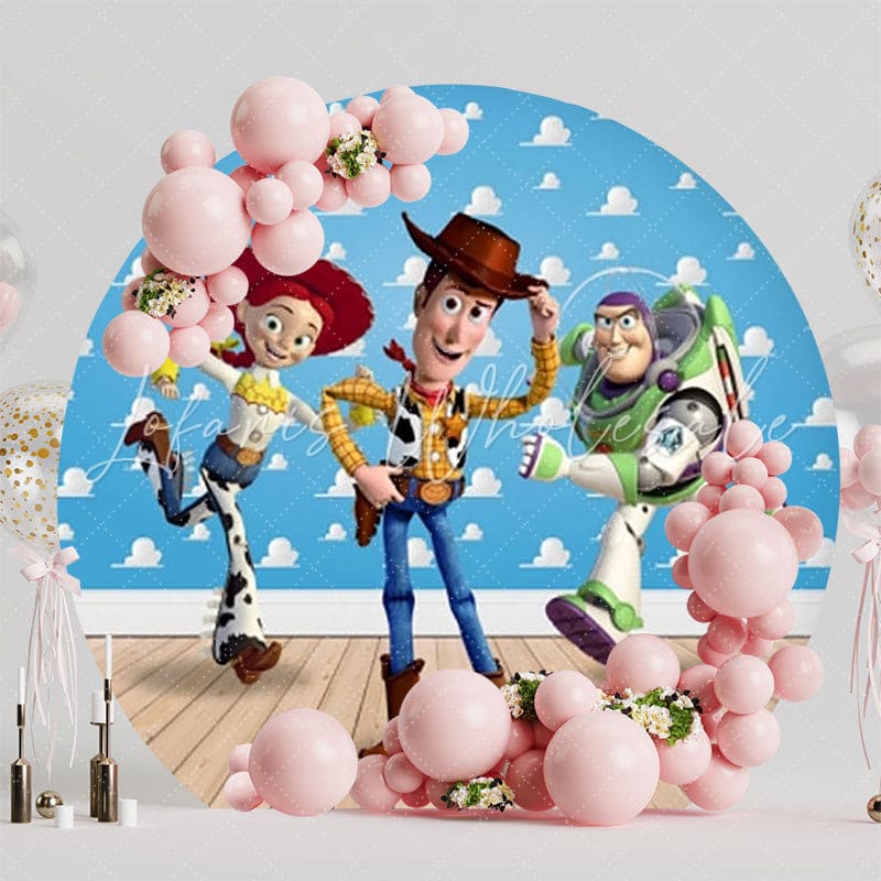 Exciting Toy Story Round Backdrop For Animated Kids Party Celebration