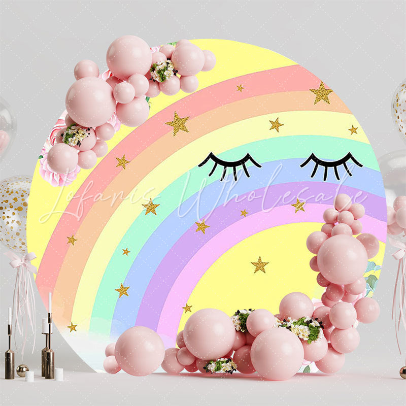 Eyes and Rainbow Colorful Round Backdrop for Fun Event