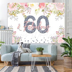 Lofaris Fabulous Pink Floral Happy 60Th Birthday Backdrop