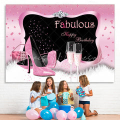Lofaris Fabulous Pink Glitter Happu Birthday Backdrop For Woman