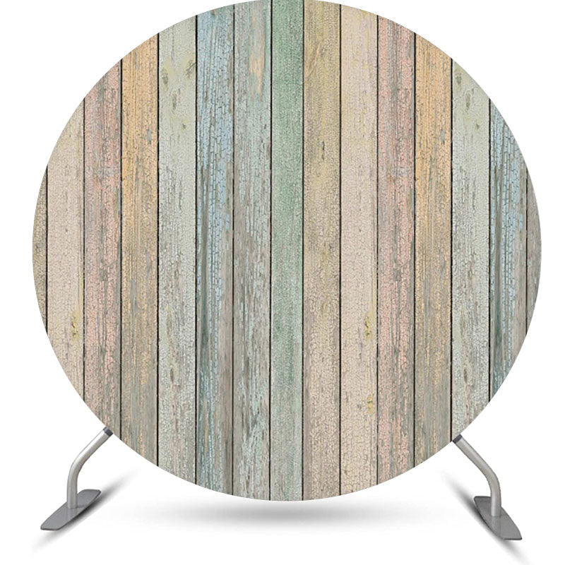 Lofaris Faded Wooden Wall Retro Simple Round Party Backdrop