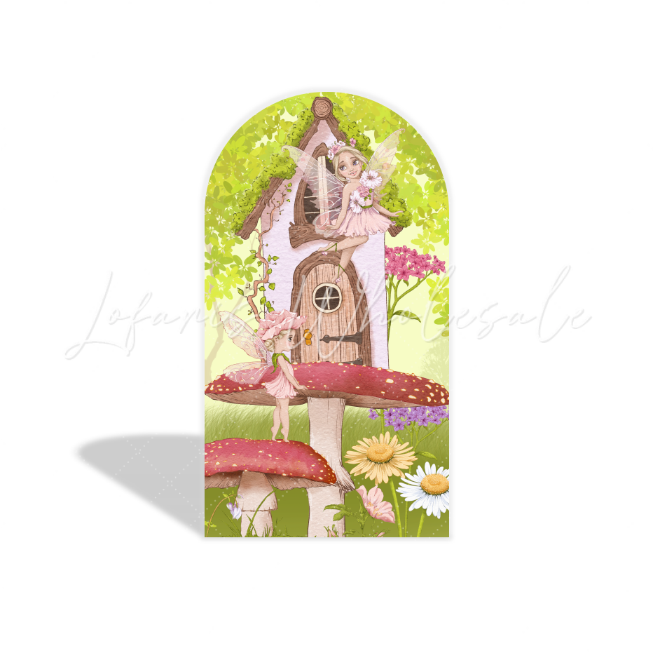 Fairy Theme Birthday Party Arch Backdrop Wall Cloth Cover