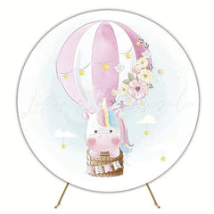 Fantasy Baby Unicorn Round Backdrop for Girls Party
