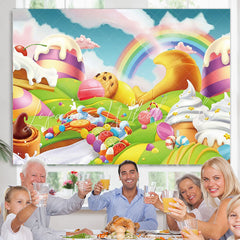 Lofaris Fantasy Candy Land Ice Cream Girl Birthday Backdrop