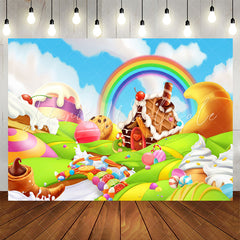 Lofaris Fantasy Candy Land Rainbow Dessert Birthday Backdrop