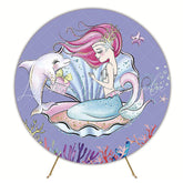 Fantasy Mermaid Girl Shell Round Backdrop for Kids Event