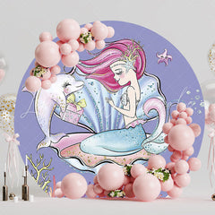 Fantasy Mermaid Girl Shell Round Backdrop for Kids Event