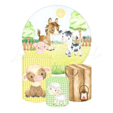 Farm Animals Themed Round Backdrop and Cylinder Kit
