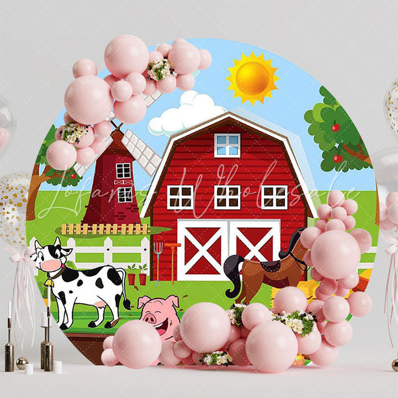 Farm Barn Rustic Round Backdrop for Party Event