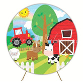 Farm Barnyard Animals Round Backdrop For Rustic Country Party