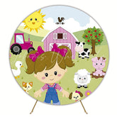 Farm Girl Pink Round Backdrop for Farm Theme Celebration
