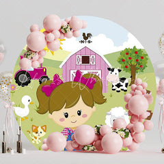 Farm Girl Pink Round Backdrop for Farm Theme Celebration