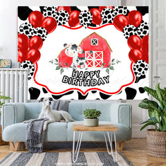 Lofaris Farm Holy Cow With Balloon Happy Birthday Backdrop