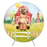 Farm Little Horse Round Backdrop for Farm Themed Party
