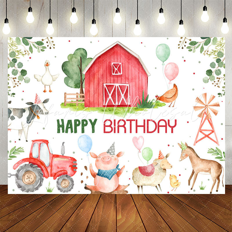 Lofaris Farm Livestock Tractor Animals Birthday Backdrop