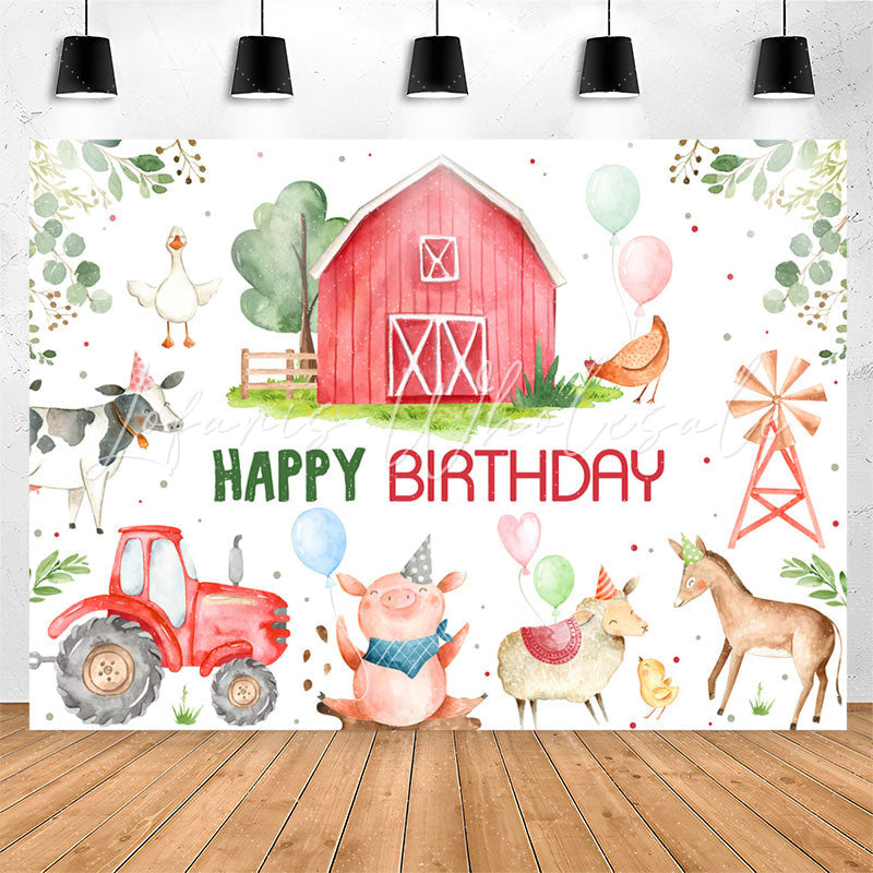 Lofaris Farm Livestock Tractor Animals Birthday Backdrop
