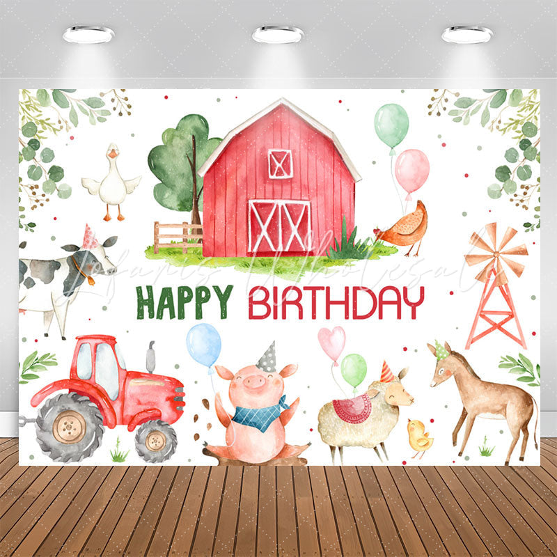 Lofaris Farm Livestock Tractor Animals Birthday Backdrop