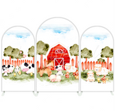 Farm Barn House Cow Theme Happy Birthday Party Arch Backdrop Wall Cloth Cover