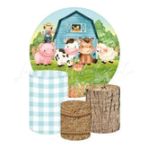 Farm Themed Round Backdrop and Cylinders Kit for Parties