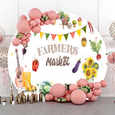 Lofaris Farmers Market White Circle Holiday Party Backdrop