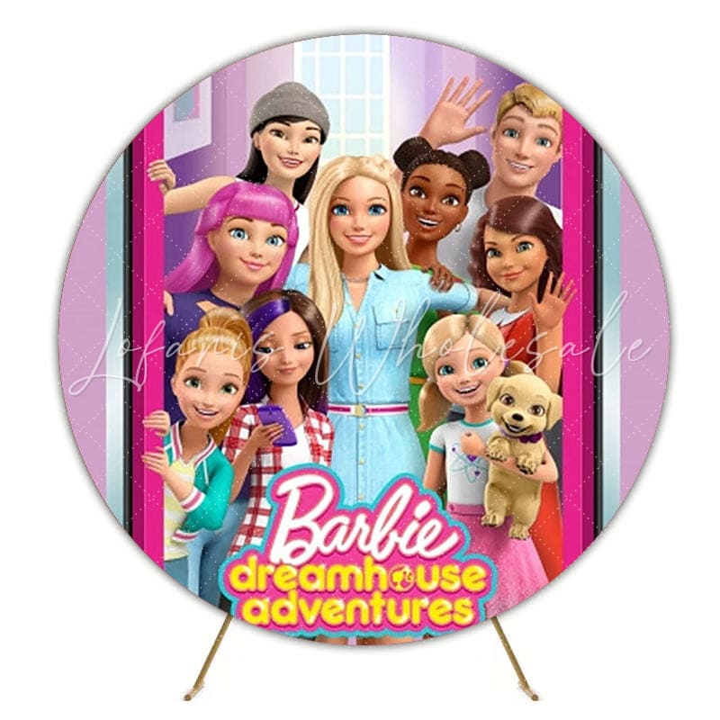 Fashionable Barbie Round Backdrop For Birthday Party Celebration
