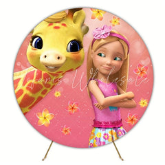Fashionable Barbie Round Backdrop For Birthday Party Theme