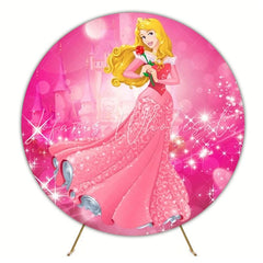 Fashionable Barbie Round Backdrop For Glamorous Kids Birthday Celebration