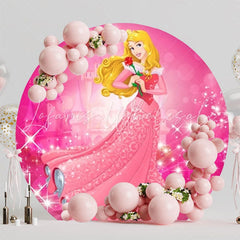 Fashionable Barbie Round Backdrop For Glamorous Kids Birthday Celebration
