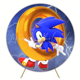 Fast-Paced Sonic Round Backdrop For Exciting Kids Birthday Party