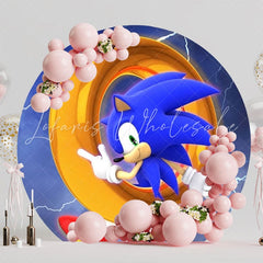 Fast-Paced Sonic Round Backdrop For Exciting Kids Birthday Party