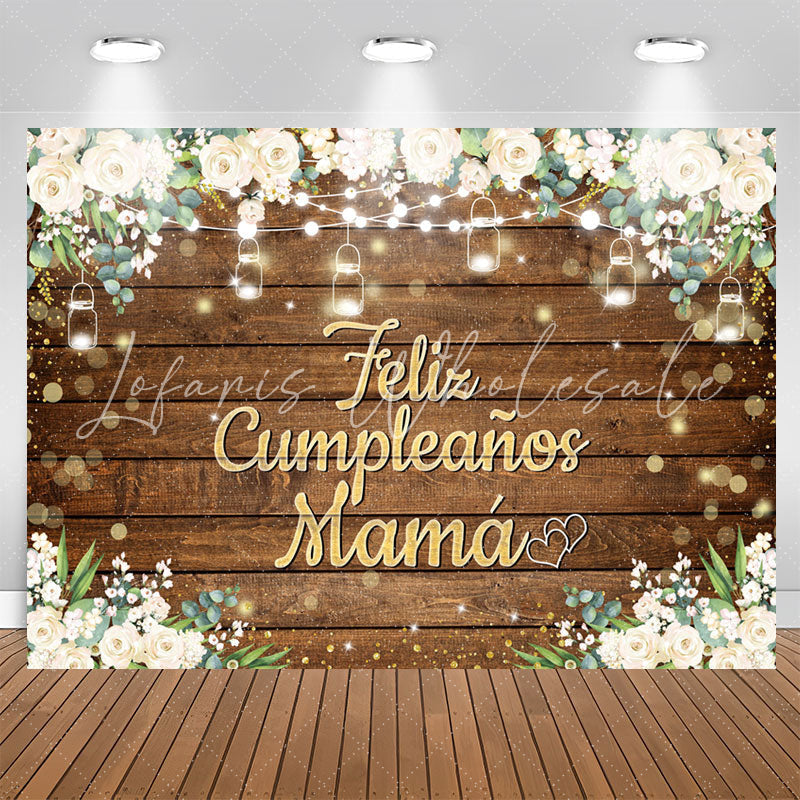 Lofaris Feliz Cumplea?os Mam¨¢ Floral Wood Birthday Backdrop