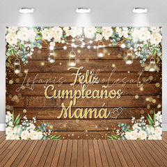 Lofaris Feliz Cumplea?os Mam¨¢ Floral Wood Birthday Backdrop