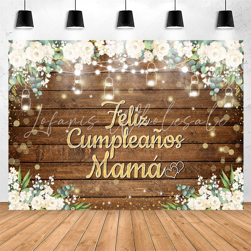 Lofaris Feliz Cumplea?os Mam¨¢ Floral Wood Birthday Backdrop