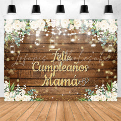 Lofaris Feliz Cumplea?os Mam¨¢ Floral Wood Birthday Backdrop