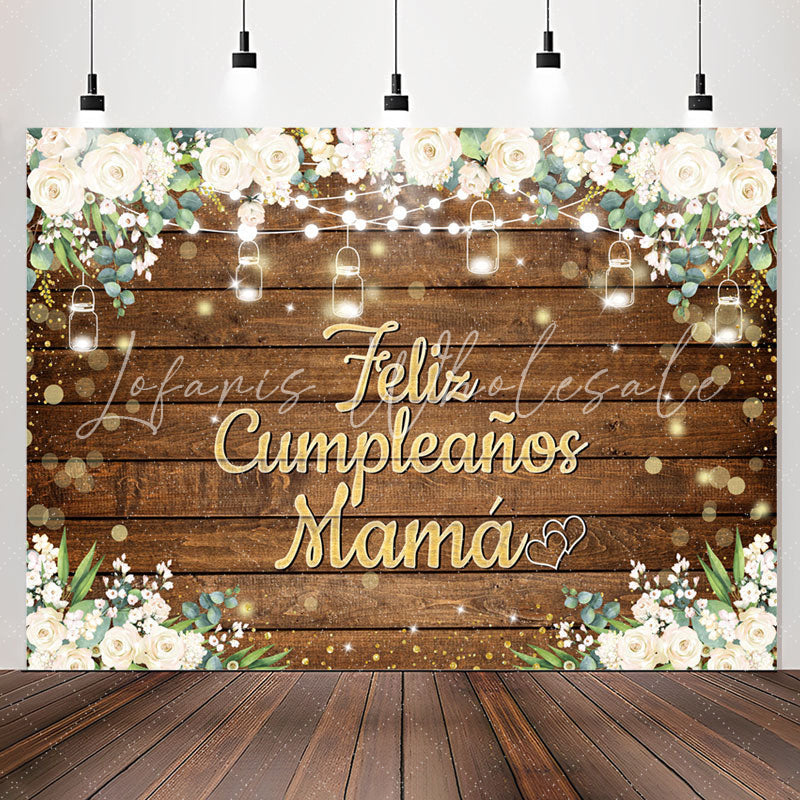 Lofaris Feliz Cumplea?os Mam¨¢ Floral Wood Birthday Backdrop