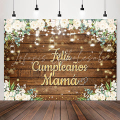 Lofaris Feliz Cumplea?os Mam¨¢ Floral Wood Birthday Backdrop