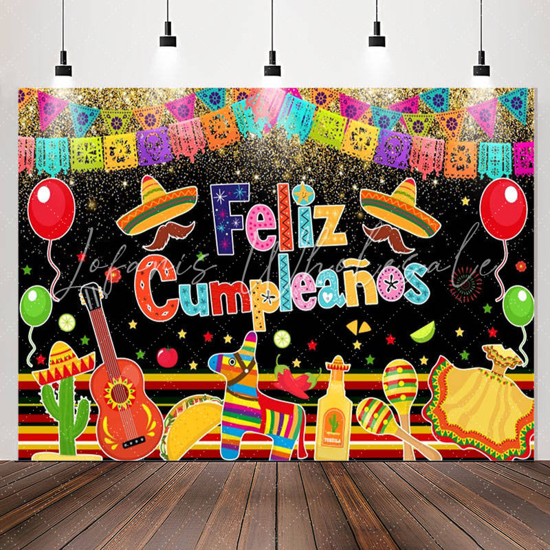 Lofaris Feliz Cumpleanos Mexican Fiesta Birthday Backdrop