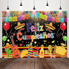 Lofaris Feliz Cumpleanos Mexican Fiesta Birthday Backdrop