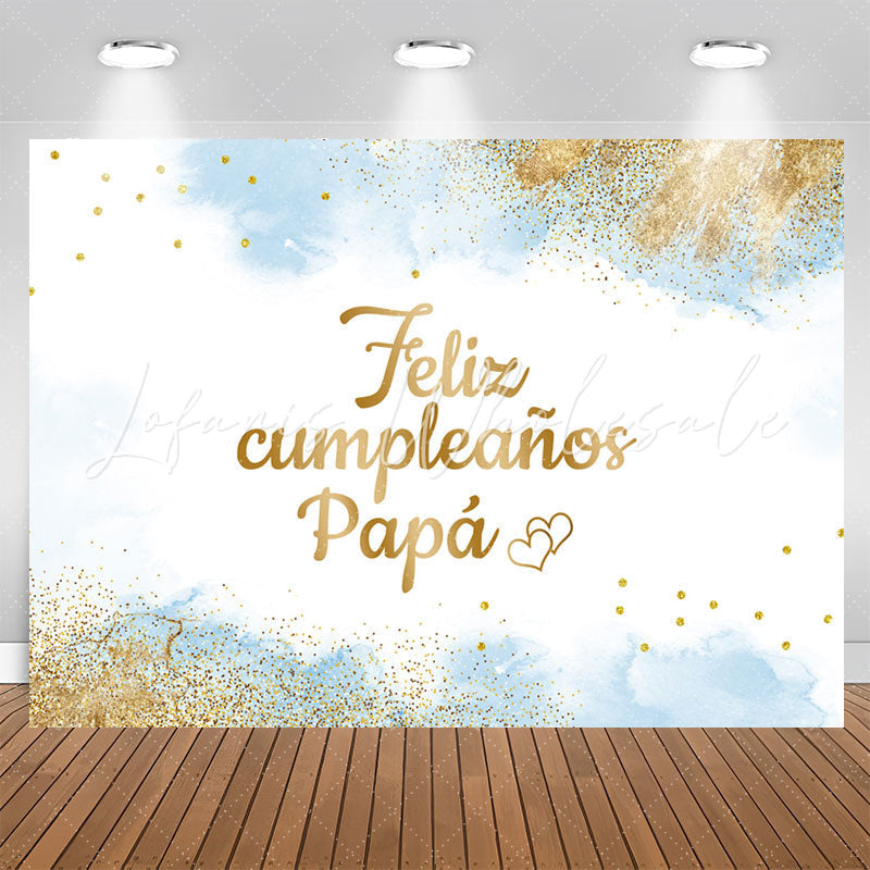 Lofaris Feliz Cumpleanos Papa Blue Glitter Birthday Backdrop