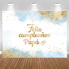 Lofaris Feliz Cumpleanos Papa Blue Glitter Birthday Backdrop