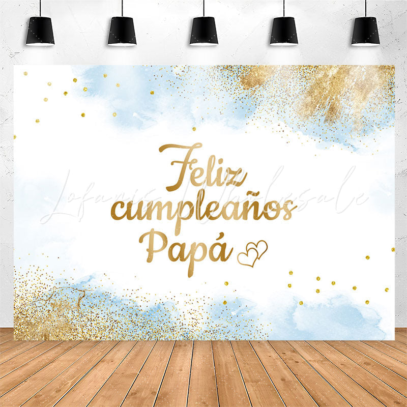 Lofaris Feliz Cumpleanos Papa Blue Glitter Birthday Backdrop
